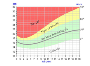 Biểu đồ chỉ số BMI ở trẻ em