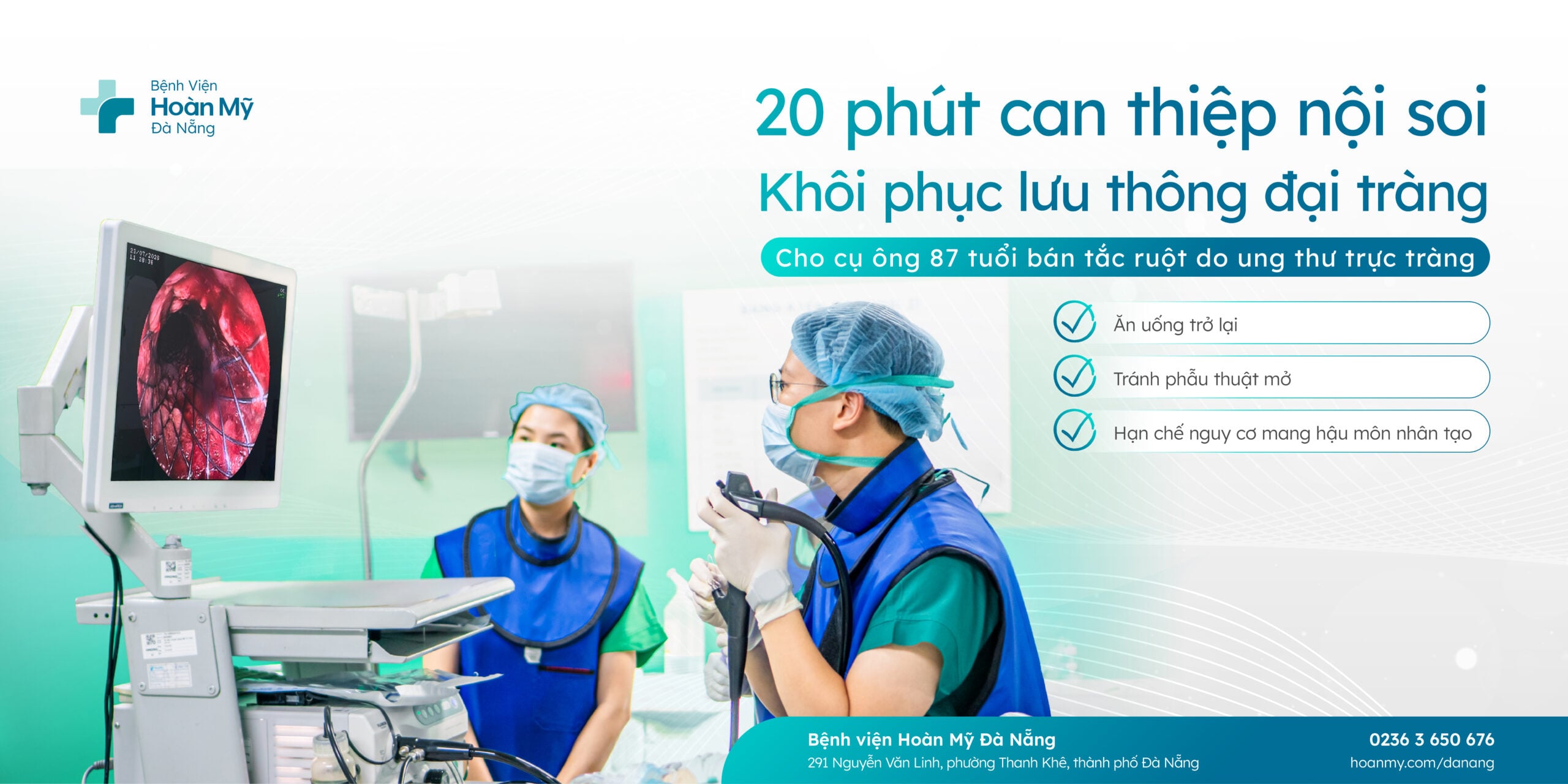 Nội soi đặt stent kim loại điều trị bán tắc ruột do ung thư trực tràng ở cụ ông 87 tuổi