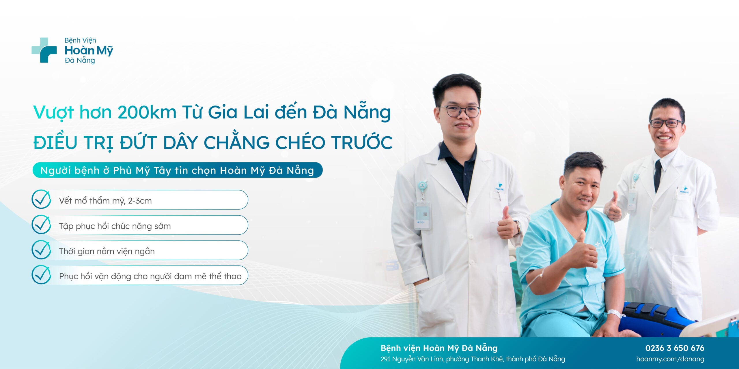Đứt dây chằng chéo trước do trượt ngã, người bệnh vượt hơn 200km đến Đà Nẵng phẫu thuật tái tạo bằng gân tự thân