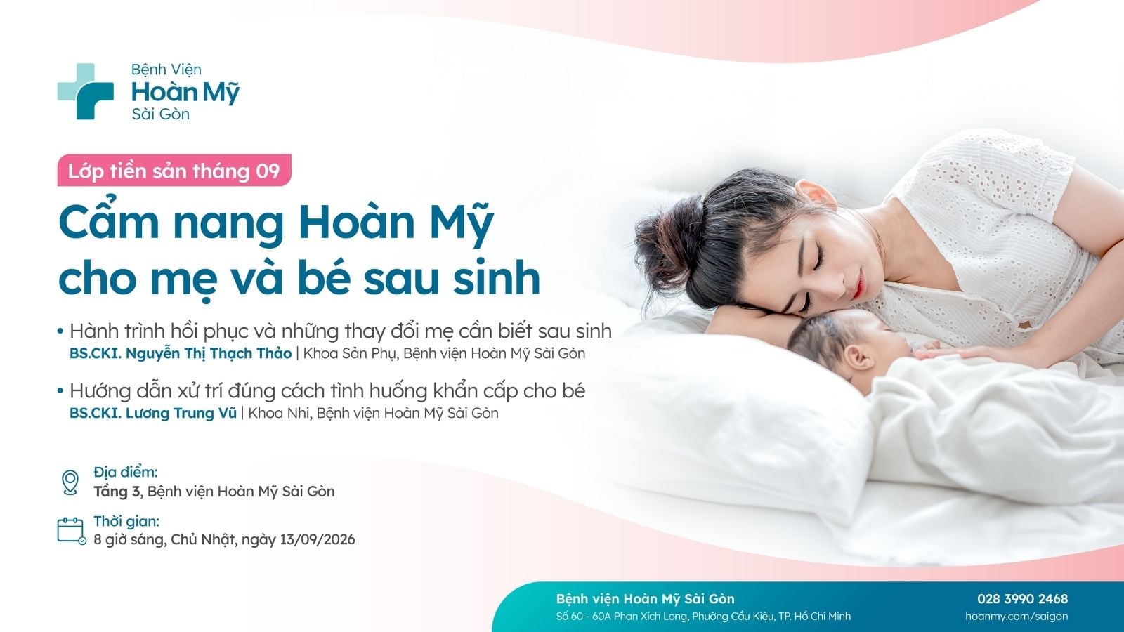 Lớp Tiền Sản tháng 9 : Cẩm nang Hoàn Mỹ cho mẹ và bé sau sinh   